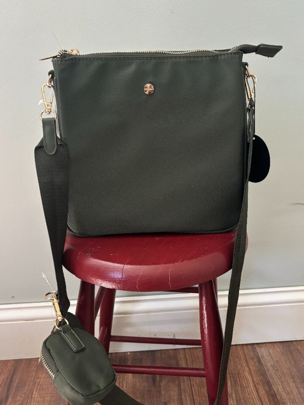 Mali + Lili Olive Green Crossbody Bag with Pouch 2 Piece Set NWT